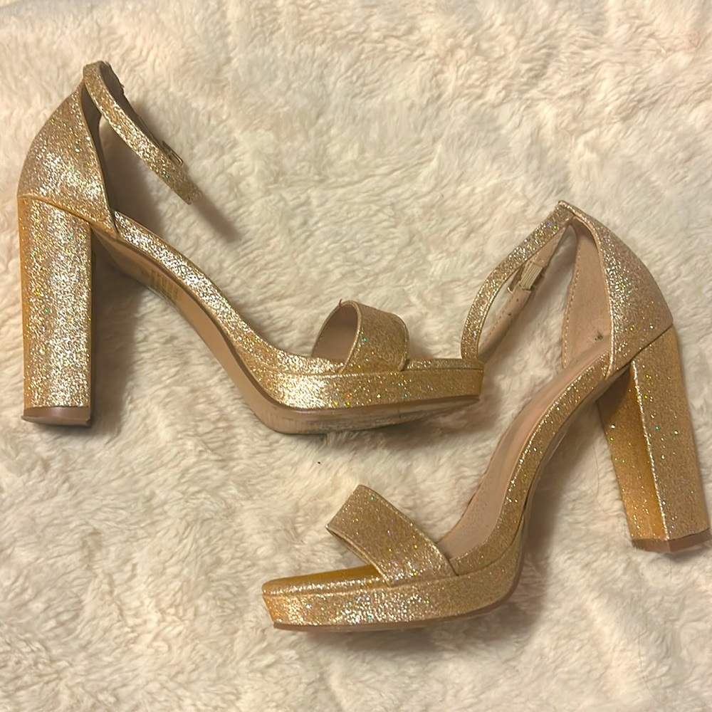 Rose gold platform heels
